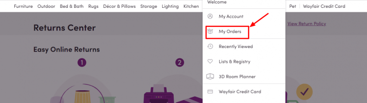 Returns Center Wayfair
