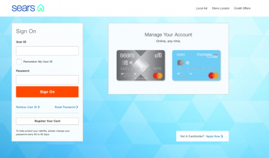 sears credit card login